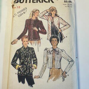 Butterick 6846 Sewing Pattern Evening & Bed Jacket Sz 12 FF Uncut 1980s